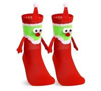 Yamobi Calcetines de Navidad, calcetines magnéticos que se toman de las manos, calcetines divertidos de Navidad, regalos de Navidad, calcetines de amistad de Navidad para damas y caballeros (Rojo)