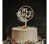 Yamobi Holz Cake Topper Hochzeit, Tortenstecker Hochzeit Mit Schöner Verpackung, Perfecto Para 6 a 8 Pulgadas de Pastel de Bodas, Decoración de Pastel de Bodas Mr & Mrs