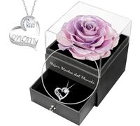 Yamonic Regalo Dia de la Madre, Rosa Eterna con Collar Plata de Ley 925, Regalo para Mamá,Rosa Eterna Natural Preservada,Mejor Madre del Mundo,Regalos Cumpleaños Mama