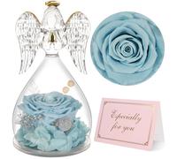 Yamonic Rosa Eterna Regalo Originale para Mujer,Flore Eterna con Figura Ángel Regalos Navidad Originales para Mamá,Regalos Cumpleaños Mujer Abuela,Rosa Preservada Regalo San Valentin Dia de la Madre