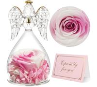 Yamonic Rosa Eterna Regalo Originale para Mujer,Rosa Preservada con Figura Ángel Regalos para Mamá,Regalos Cumpleaños Mujer Abuela,Flore Eterna Regalo Navidad San Valentin Dia de la Madre