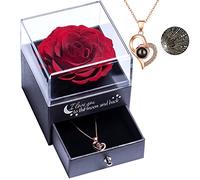 Yamonic Rosa Eterna Regalos Originales para Mujer,Rosa Eterna Natural Preservada con Collar Regalo Mujer,Flore Preservada Regalos Madres Regalo Navidad San Valentin Dia de la Madre Cumpleaños