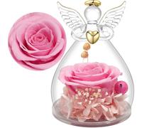 Yamonic Rose Eternelle Cadeau Maman,Angel Figura de Cristal con Flor eterna Regalo para Mujer, Regalo de cumpleaños, Navidad, ángel Decorativo de Navidad, Regalo de Abuela, ángel guardián, Regalo de