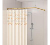 Yampos Barra de cortina de ducha esquinera en forma de L, de 39 a 69 x 55 a 85 pulgadas, barra de baño curvada de 90 grados, acero inoxidable 304, sin caída, con 12 ganchos y soporte de techo, color
