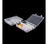 YAMSLAM Caja organizadora de plástico de 14 rejillas con divisores, organizador de caja de aparejos de rejillas grandes, contenedor transparente para joyas, arte, manualidades, cintas, cuentas y