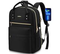 YAMTION 15.6 Pulgadas Mochila para Portátil Mujer,Mochila Escolar Niña Casual y Elegante para Universidad,Negocios,con Puerto USB,Negro