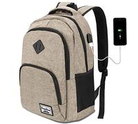 YAMTION - Mochila Escolar con Puerto USB para Computadora Portátil, Universidad, Viaje, Oficina, Adolescentes, Color Beige