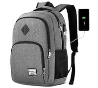 YAMTION Mochila para hombres y mujeres, mochila escolar para adolescentes, mochila para laptop de 15.6 pulgadas con puerto de carga USB para negocios, trabajo, universidad, viajes