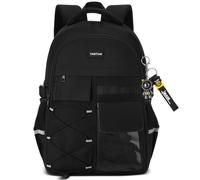 YAMTION Mochila para la escuela, adolescentes, mochila para hombres y mujeres, mochila universitaria con puerto de carga USB, mochila de viaje para laptop para trabajo de escuela (Negro, 15.6inches)