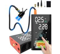 yanace 12000mAh Inflador Ruedas Coche- Velocidad 4X, 150PSI Mini Compresor Aire Portatil Bateria, Inflador Electrico Bicicleta para Válvula Schrader/Presta/Dunlop, 10Bar Hinchador Ruedas Moto/Bici/SUV