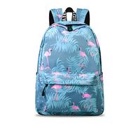 YANAIER - Mochila escolar impermeable para niñas y adolescentes con bonita impresión, bolsa para portátil o libros, mochila de viaje informal, Azul Flamenco-1, L,