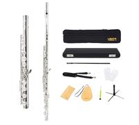 Yanason - Flautas en C con agujero abierto, 17 llaves francesas, instrumento musical para principiantes, estudiantes, niños, flauta, con funda de transporte, guantes, varilla de limpieza, tornillos de