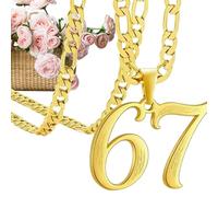 Yanayi Cadena con Número,Joyería De Acero Inoxidable | Collar con Colgante de Número Sesenta y Siete,Regalo para Niñas Niños Adolescentes Mujeres Hombres Familiares y Amigos