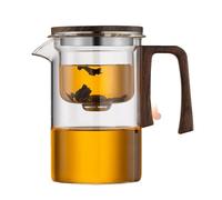 Yanayi De Vidrio, Grande Segura - de vidrio con colador - de vidrio con separación de agua con mango de madera para salón de té en el área de trabajo