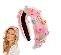 Yanayi Diadema con nudo de corazón de amor,Diademas con nudo ancho, Diadema de moda, diadema para lavado de cara, Decoraciones de temporada, envolturas para el cabello con forma de corazón, boda,
