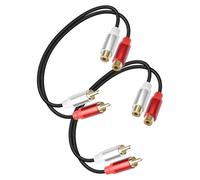 YANBORONSN 2 RCA Cable Adaptador, 2 RCA macho a 2 hembra cable de audio estéreo para DVD, sistema de teatro, VCR, CD, 2Pack(0.9FT)