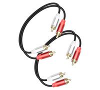 YANBORONSN 2 RCA Cable Adaptador, 2 RCA Macho a 2 Macho Cable de Audio Estéreo para DVD, TV/HDTV, VCR, CD, 2Pack(0.9FT)