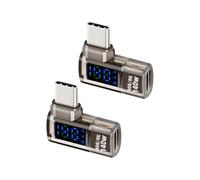 YANBORONSN 90 Grados 140W USB C Macho A USB C Hembra Adaptador, Transmisión De Datos De 40 Gbps, Potencia, Voltaje, Pantalla LED Actual, Adecuado para Laptops, Computadoras,(2Pcak)