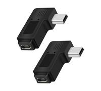 YANBORONSN Adaptador de 90 Grados de Ángulo Izquierda Mini USB Macho a Micro USB Hembra, Compatible con Carga y Transferencia de Datos para Cámaras Digitales, Reproductores MP3(Paquete de 2)