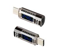 YANBORONSN Adaptador USB C Macho a USB C Hembra, Potencia, Voltaje, Pantalla LED de Corriente, Transferencia de Datos de 40 Gbps, Adecuado para Portátiles, Computadoras de Escritorio,(2Pcak)