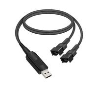 YANBORONSN Cable Adaptador de Corriente 12V Step Up USB a Ventilador, Cable Trenzado USB A Macho de Velocidad Completa a Doble 3PIN y 4PIN para Ventiladores de Refrigeración de PC (0.5M)