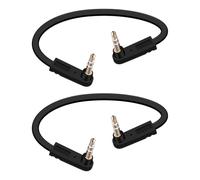 YANBORONSN Cable de Audio Plano de 3,5 mm, Cable de Audio Plano Doble Angulo de 90° Macho a Macho, Cable con Conector Jack de 3,5 mm para Sistemas de Audio para Coche, Paquete de 2 (0,15 m)
