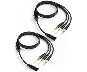 YANBORONSN Cable divisor de audio, conector TRS 3,5 mm 1 hembra a 3 machos de 3,5 mm, cable extensor para teléfonos inteligentes, computadoras, MP3, auriculares,altavoces(1 m/paquete de 2)