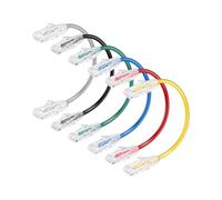 YANBORONSN Cable Ethernet Fino Corto Cat 6a de 0,25 m, OD 2,8 mm Cable Internet Cat6a Gigabit Alta Velocidad 1000 Mbps, Cable de Red LAN RJ45 Compatible con PC, Xbox, Portátil, Red (Paquete de 6)