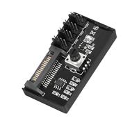 YANBORONSN Controlador de Ventiladores PC PWM 12V 4 Pines para 4 Ventiladores PC, Hub PWM 1 Entrada 4 Salidas Alimentado por SATA, Control de Velocidad con Perilla para Ventilador de 12V