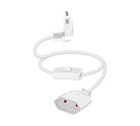 YANBORONSN Interruptor de Cable de alimentación Europeo de 90 Grados con Cable de alimentación, Cable de extensión de, Cable de alimentación con Enchufe e Interruptor Europeo Plano (Blanco, 0.3M)