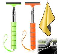 YanBous 2 limpiacristales para Ventanas de Coche, para Espejo retrovisor de Coche, Trae Toallas de Limpieza.telescópico, para Espejo de Lluvia, Niebla, Puerta de Ducha