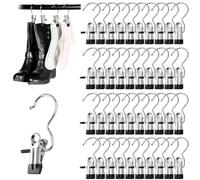 YanBous 40 Piezas Ganchos de Lavandería de Acero Inoxidable,Ganchos de Clip para Botas,Clips Antideslizantes para Perchas,Pinzas de Metal,Pinzas Portátiles para Colgar Ropa para Pantalones,Zapatos