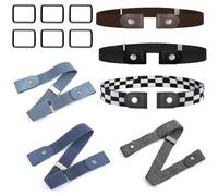 YanBous 6 Piezas Cinturones Sin Hebilla, Cinturón Elástico Elástico Invisible, Cinturón Elástico Sin Hebilla Duradero Y Ajustable para Jeans, Pantalones, Pretina Elástica para Hombres Y Mujeres