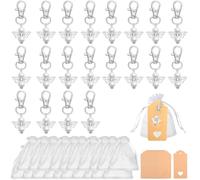 YanBous Colgante Ángel de la Guarda, 20 Piezas Regalos para Invitados de Boda, Regalos para Invitados con Bolsas de Organza y Etiquetas de Papel Kraft para Boda, Bautizo, Navidad, Cumpleaños, Comunión