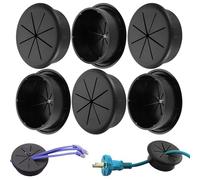 YanBous Juego de 6 Pasacables Flexibles de 60mm de Plástico - Cubiertas de Paso de Cable Negras, Ideales para Escritorios & Muebles de Oficina, Fácil Instalación