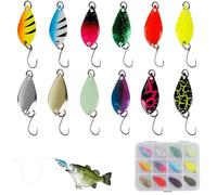 YanBous Juego de señuelos para trucha, 12 Uds. Con caja de almacenamiento, cebos de cuchara de 2,5g, Spinner, cebo tipo cuchara para pescar trucha, gancho único, señuelo de lentejuelas para Lucio