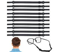 YanBous Set de 10 Bandas Ajustables para Gafas, Bandas de Silicona para Gafas de Sol, Soportes para Gafas Deportivas para Hombres, Mujeres y Jóvenes, Negro