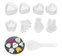 YanBous Set de 9 Piezas para Onigiri & Sushi Incluye Cucharón de Arroz - Sushi Maker Versátil, Formas Triangulares y Especiales Reutilizables, Fácil de Limpiar, Para Principiantes y Profesionales