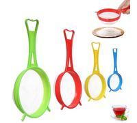YanBous Set de coladores de plástico de 4 tamaños diferentes (13,5/11,5/8,5/6,5 cm), para cocina: harina, quinoa, arroz, pasta, azúcar glas y más. Perfecto para escurrir, filtrar y tamizar.
