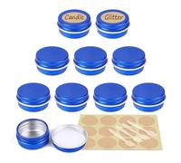 YANCAER - 10 Piezas de Aluminio Azul de 10 ml con Tapa, Lata Aluminio Redonda D35mm x H17mm, Pequeños Recipientes para Cosméticos, Velas, Ungüentos, Jabón y Manualidades