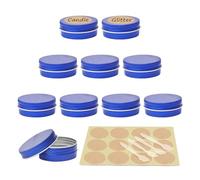 YANCAER - 10 Piezas de Aluminio Azul de 30 ml con Tapa, Lata Aluminio Redonda D52mm x H21mm, Pequeños Recipientes para Cosméticos, Velas, Ungüentos, Jabón y Manualidades
