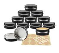 YANCAER 10 Piezas Tarros de Aluminio con Tapa Rosca 60ml Negro brillante - D68mm x H27mm, Tarros Cosméticos Vacios, Latas de Aluminio Cosmetica Envases Viaje para Bálsamo Labial, Crema, Velas