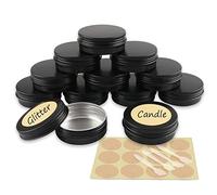 YANCAER 10 Piezas Tarros de Aluminio con Tapa Rosca 60ml Negro mate - D68mm x H27mm, Tarros Cosméticos Vacios, Latas de Aluminio Cosmetica Envases Viaje para Bálsamo Labial, Loción, Crema, Velas