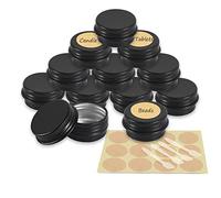 YANCAER 100 Piezas Tarros de Aluminio, 5ml Negro mate - D26mm x H15mm, Latas Redondas de Aluminio, Contenedores Cosmético de Viaje Envases de Vacío con Tapas para Bálsamo Labial, Loción, Crema