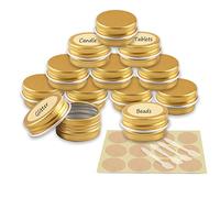 YANCAER 100 Piezas Tarros de Aluminio, 5ml Oro - D26mm x H15mm, Latas Redondas de Aluminio, Contenedores Cosmético de Viaje Envases de Vacío con Tapas para Bálsamo Labial, Loción, Crema