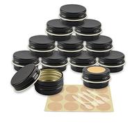 YANCAER 100 Piezas Tarros de Aluminio con Tapa Rosca 5ml Negro brillante - D26mm x H15mm, Tarros Cosméticos Vacios, Latas de Aluminio Cosmetica Envases Viaje para Bálsamo Labial, Crema, Velas