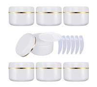 YANCAER 12 Piezas 100 g Blanco Cosméticos Crema tarros, 100 ml de plástico tarros con Borde Oroado de Vacíos Rellenables Loción Máscara Facial Aceites DIY.