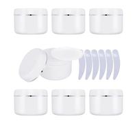 YANCAER 12 Piezas 100 g Blanco Cosméticos Crema tarros, 100 ml de plástico tarros con Borde Plata de Vacíos Rellenables Loción Máscara Facial Aceites DIY.