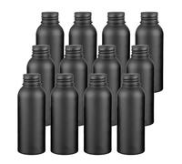 YANCAER 12 Piezas 100ml Botella de Negro Aluminio con Tapón Rosca de Aluminio, Recargable para líquidos, aceites, cosméticos, viajes y envases DIY