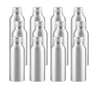 YANCAER 12 Piezas 100ml Botella de Plata Aluminio con Tapón Rosca de Aluminio, Recargable para líquidos, aceites, cosméticos, viajes y envases DIY